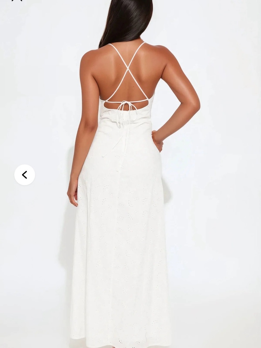 Fashion Nova White Eyelet Spaghetti Strap Maxi Dress - Picture 2 of 3